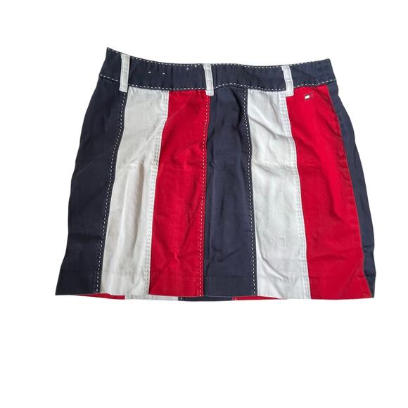 Tommy Hilfiger Y2K Vintage Red White Blue Mini Skirt Whipstitch Size 10 - Picture 8 of 12